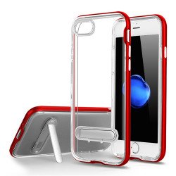 iPhone SE (2020) / 8 / 7 Clear Armor Bumper Kickstand Case (Red)